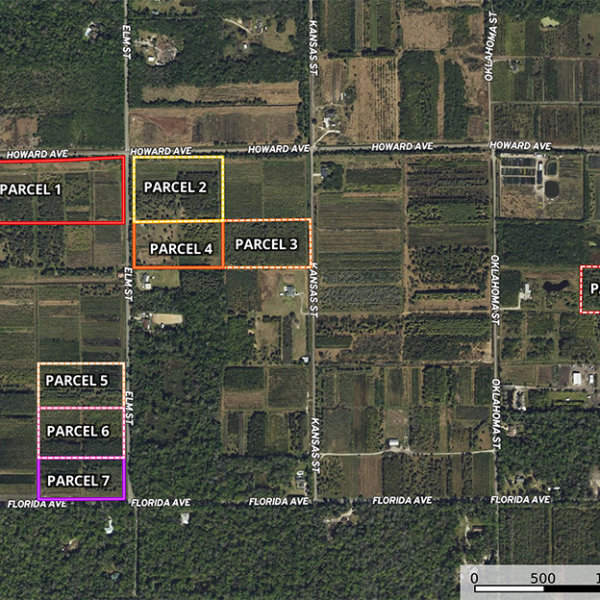 Boundary lines for 8 estate parcels of Florida Land for Sale in Historic Black Hammock