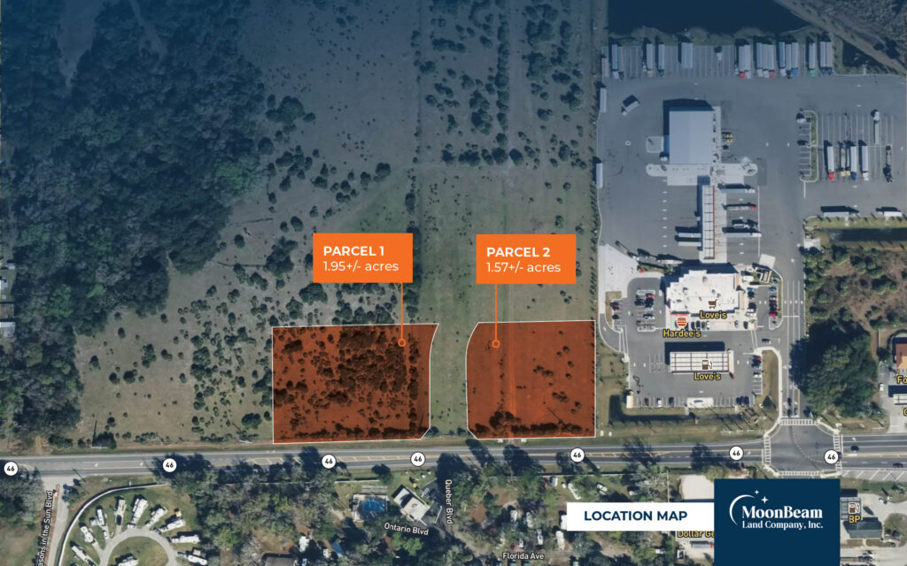 Florida Land For Sale Aerial Location Map of Mims Florida Commercial Parcels